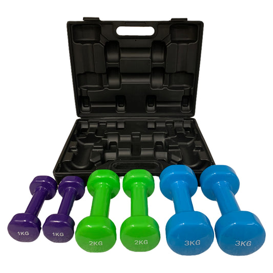 FitCo Vinyl Dumbbell Set in Case