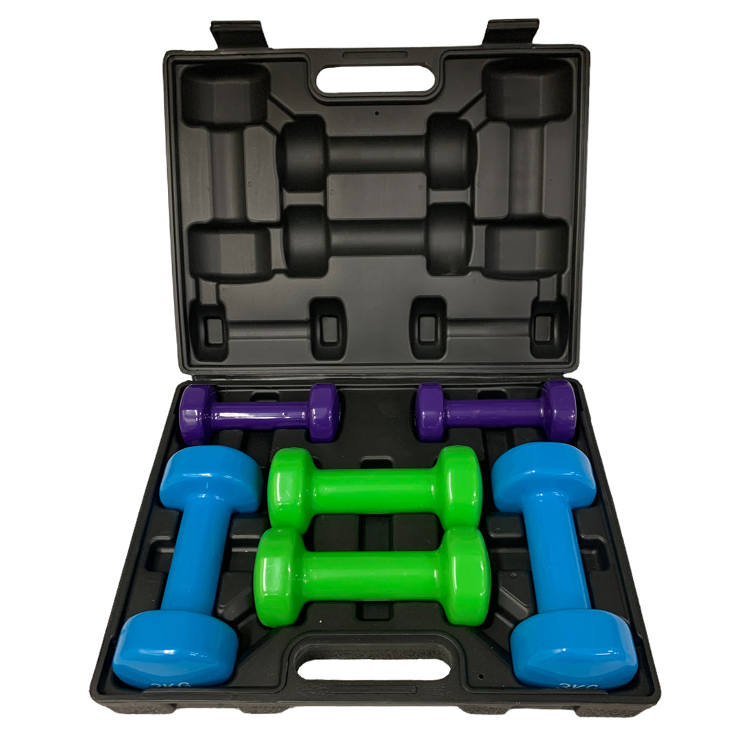 FitCo Vinyl Dumbbell Set in Case